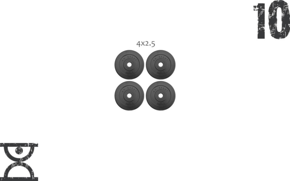10 кг (4x2.5) дисків, покритих пластиком (31 мм), RNS_RNbitset10