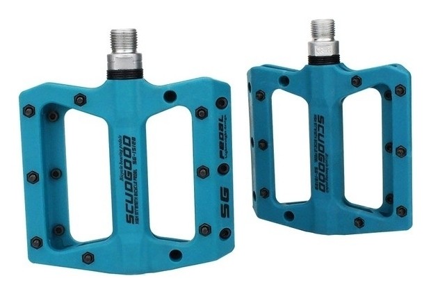 Педали MTB ScudGood нейлона из металл. шипами на пром. подшипные. черный (синий), PED-152