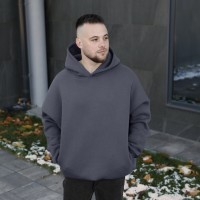 Темно-сіре чоловіче худі оверсайз Pobedov Urbanist. Універсальний розмір. Чоловіче зимове худі