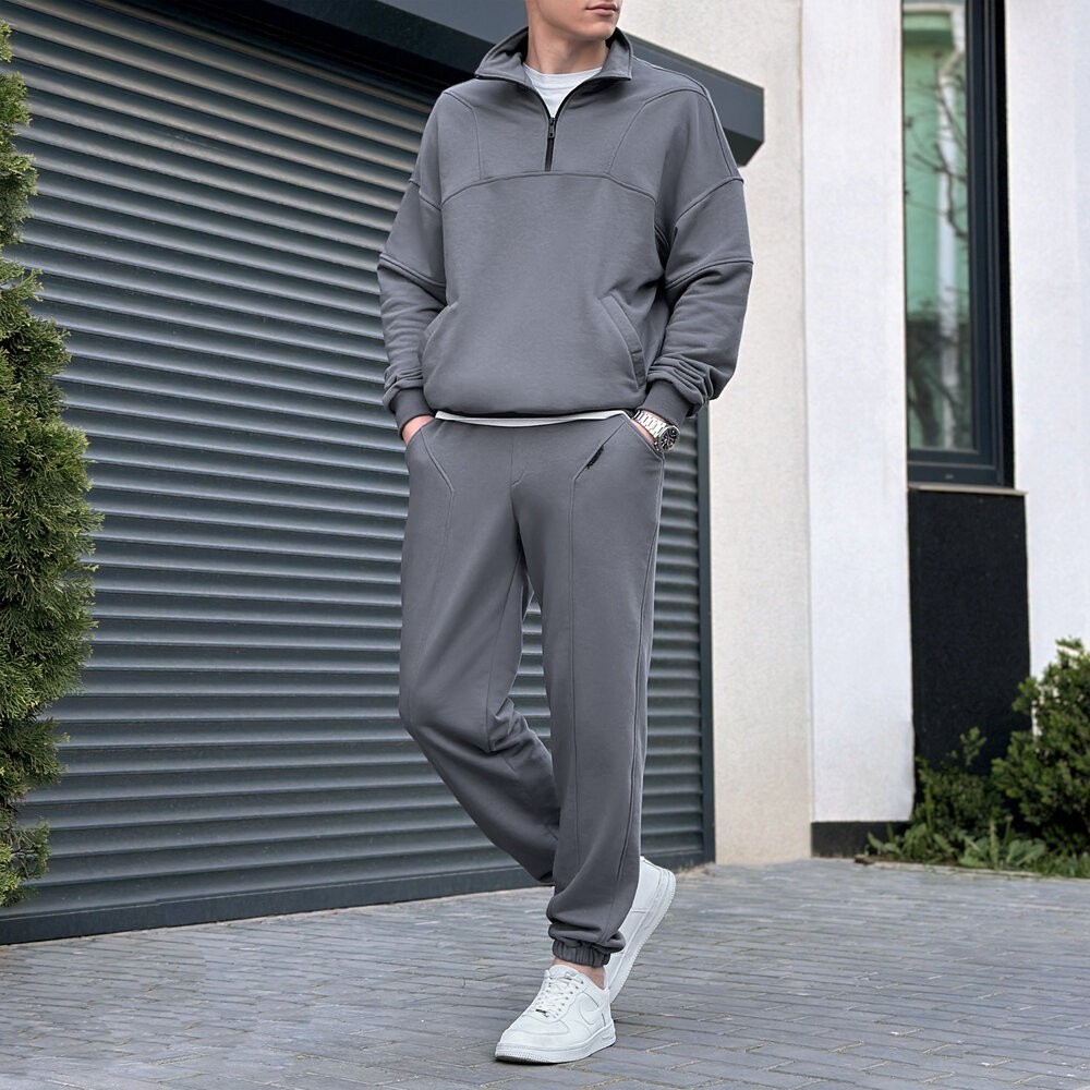 Спортивний костюм чоловічий графіт кофта зі штанами Pobedov Grand, POB_00000006237