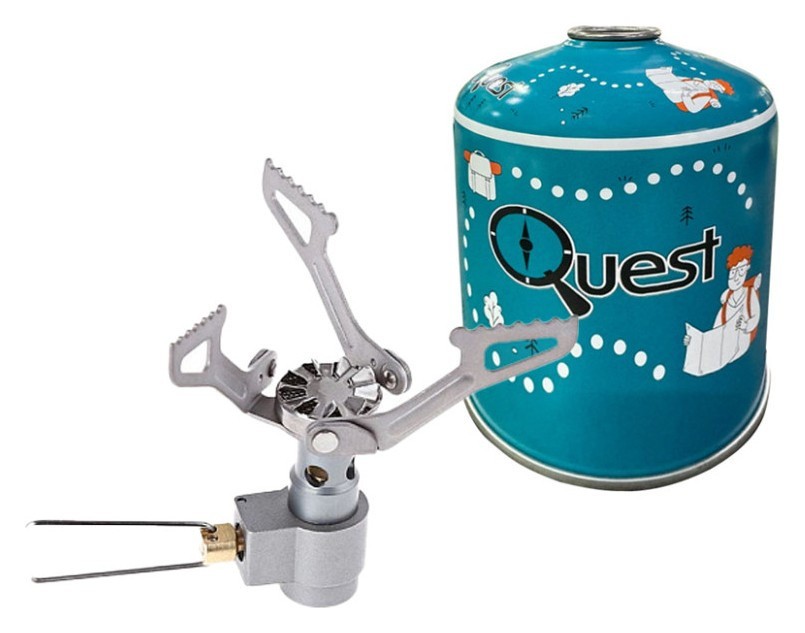 Набір Газовий пальник титановий BRS-3000T + Газовий балон різьбовий бутановий Quest, 450гр, FNR_BRS-3000TQ-G450
