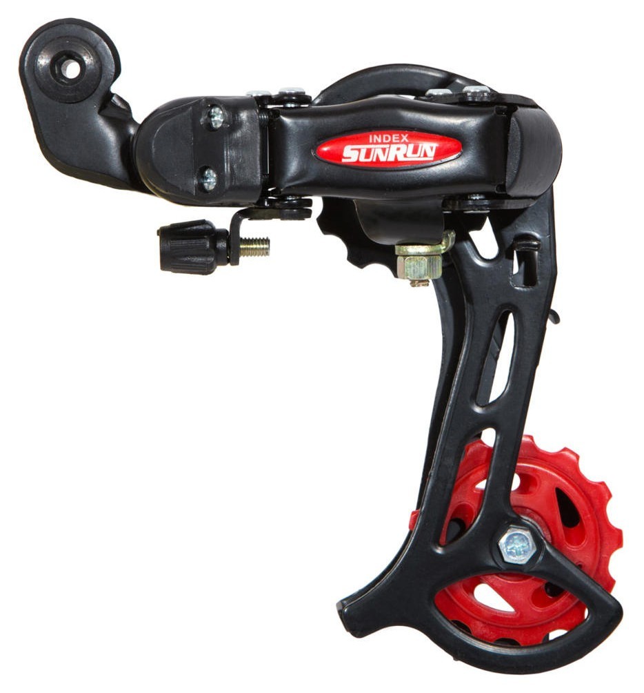 Перемикач задн. 7 індекс max-34T під болт SUNRUN RD-HG-40A  чорний з червоним середня лапка, DERB-057