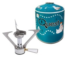 Набір Газовий пальник BRS-1 складний + Газовий балон різьбовий бутановий Quest, 450гр