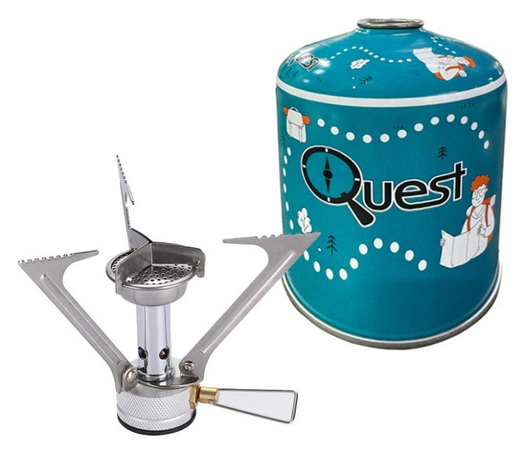 Набір Газовий пальник BRS-1 складний + Газовий балон різьбовий бутановий Quest, 450гр, FNR_BRS-1Q-G450