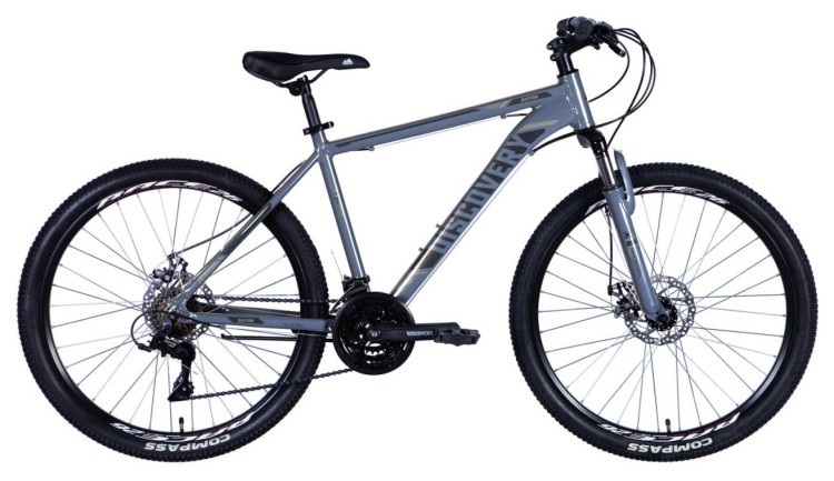 Велосипед AL 26" Discovery BASTION DD FR рама-18" серо-черный (матовый) 2024, OPS-DIS-26-595