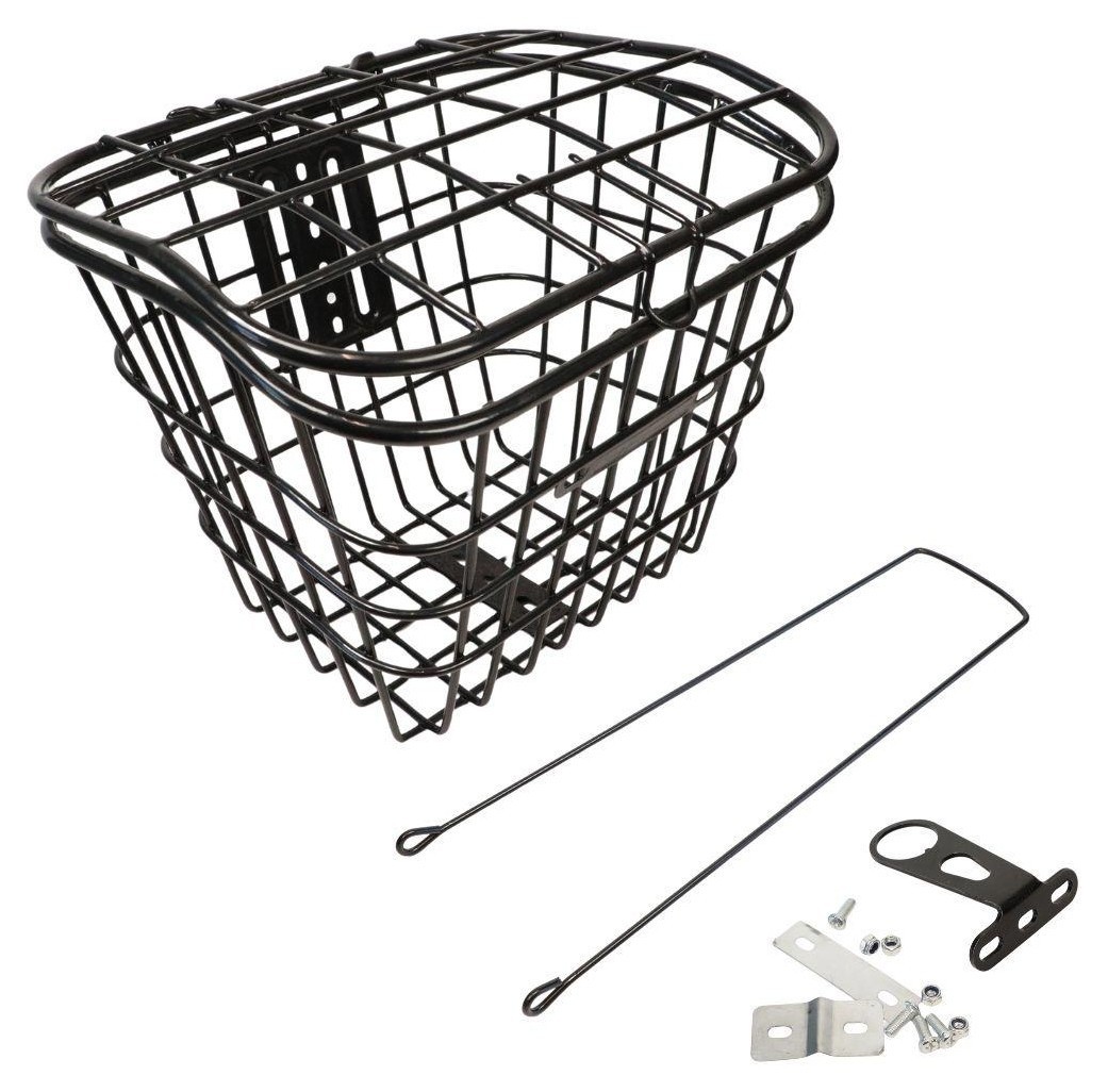 Кошик Сталь під болт і на рульову колонку 24-28" 340*270*260 мм зі стійкою 400L 25,4" CK-002B чорний з кришкою, BSK-063