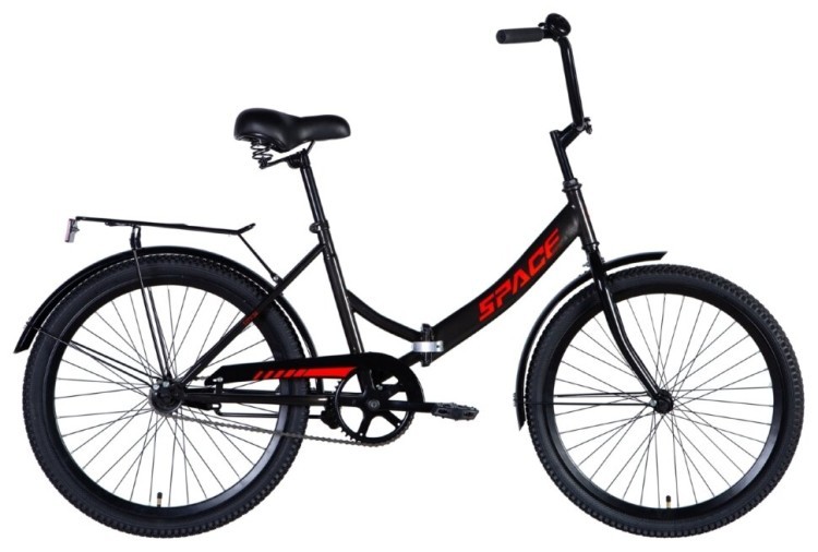 Велосипед ST 24" SPACE -050 гальмівна рама- з багажником задн St з крилом St 2024 (сірий), OPS-SP-24-002