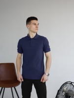 Темно-синє чоловіче класичне поло на ґудзиках Pobedov. Футболка поло Pobedov Royal синя