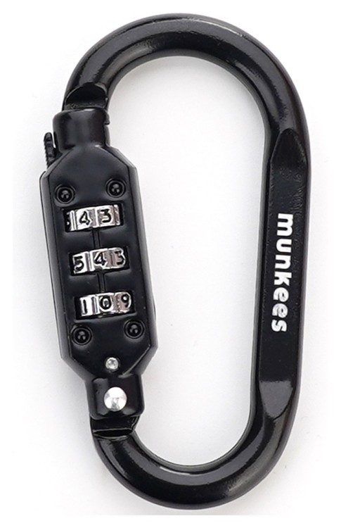 Munkees 35932 карабин Combi Lock Carabiner D-Shape black, 35932-BK