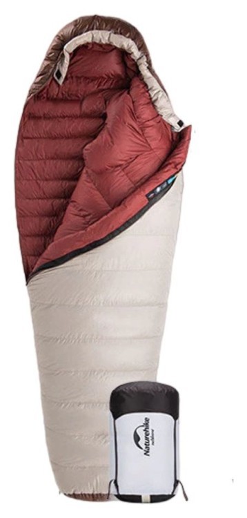 Спальник з натуральним пухом Naturehike Snowbird NH20YD001,p-р L, коричневий 560 г, FNR_6927595761298