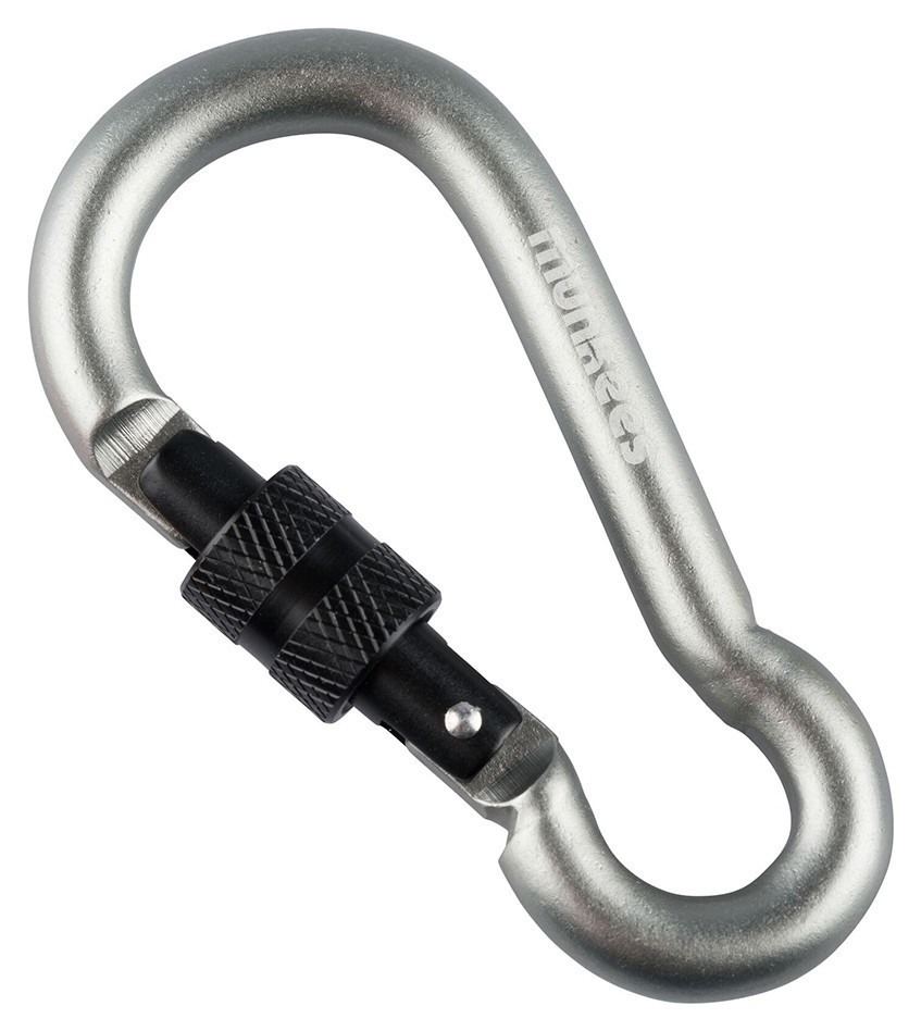 Munkees 3247 карабін Pear with Screw Lock 7 mm x 70 mm grey, 3247-GY