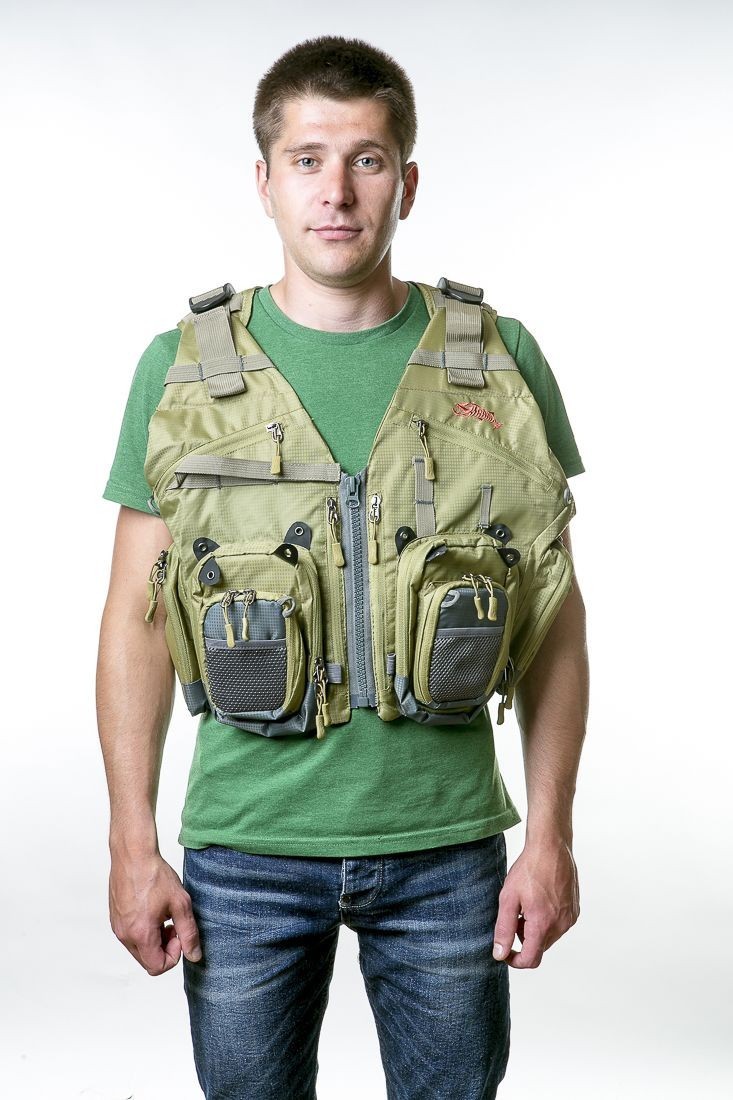 Жилет Tramp Angler рибальський розвантажувальний олива, Зелений S/M, TRFB-006-S/M