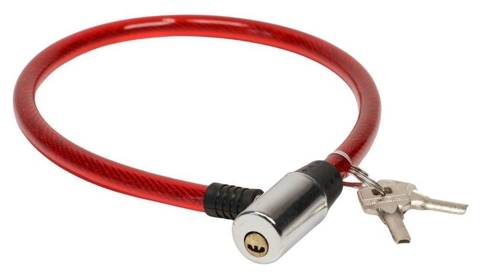 Замок тросовий на ключі VLT PJ-112S 650мм *12мм червоний AM (брендоване пакування), LCK-082