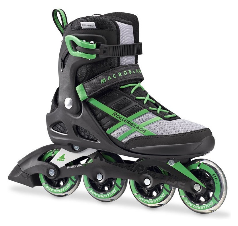 Роликовые коньки для взрослых Rollerblade MACROBLADE 84 ALU M 40.5 (8US) 260мм Black/green (07734600 T83) O, RCH_18664