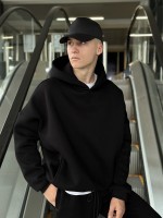 Чорне худі оверсайз чоловіче Pobedov Urbanist. Худі чорне чоловіче зима