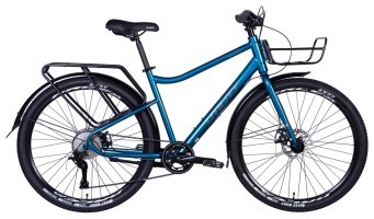 Велосипед ST 27.5" Dorozhnik UTILITY под кассету рама- " с багажником задн St с корзиной St с крылом Pl 2024 (синій)