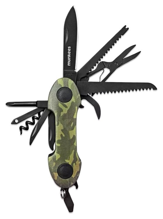 Munkees 2579 брелок-мультінструмент Pocket Knife Camo green, 2579-GR