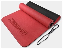 Коврик для йоги и фитнеса EasyFit TPE+TC 6мм двухслойный красный-черный