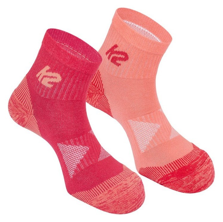 Носки для туризму жіночі K2 MULTISPORT QUARTER 2 PACK 35-38 Peach/raspberry + raspberry/peach (14357), RCH_19221
