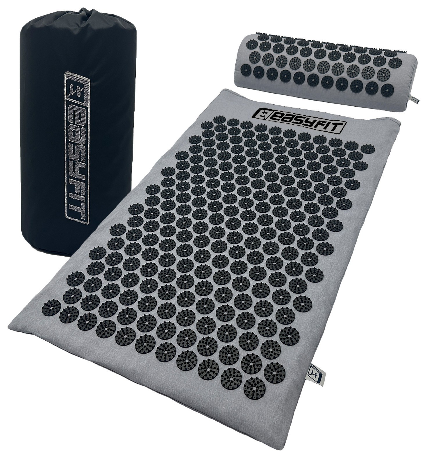 Массажный коврик Easyfit с подушкой (аппликатор Кузнецова) Серый с черным, EFIT_EF-2709-GB