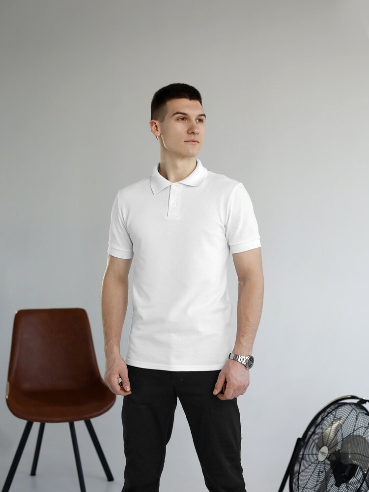 Біле базове чоловіче поло веса/літо Pobedov Royal, POB_00000008690