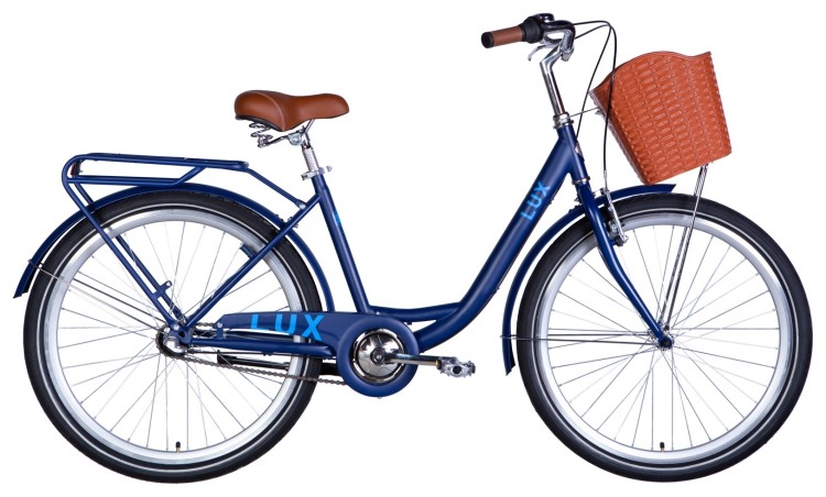 Велосипед ST 26" Dorozhnik LUX PH рама-17" синій з блакитним (матовий) 2024 крила, крило пер., крило зад., підніжка, дзвоник, корзина, OPS-D-26-249