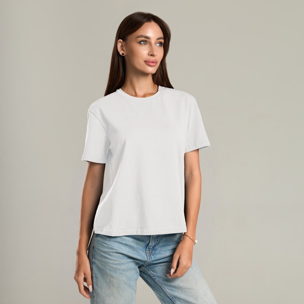 Біла базова жіноча футболка Pobedov Freedom. Бавовняна жіноча футболка біла, POB_00000008825