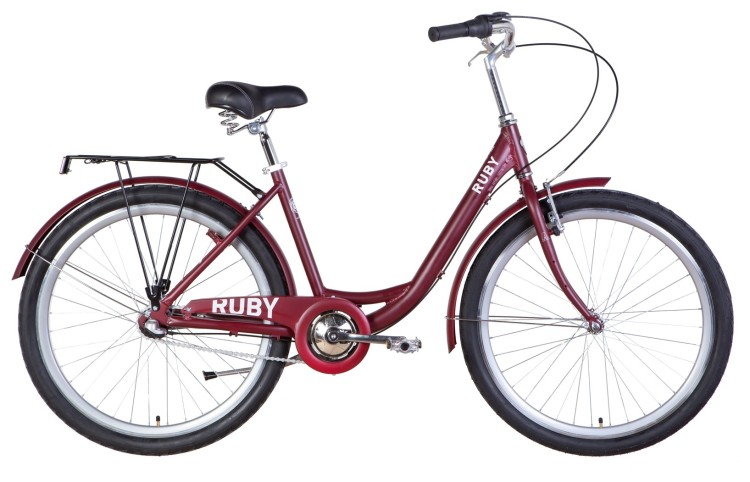 Велосипед уцінений AL 26" Dorozhnik RUBY планет. рама-17" темно-червоний (м) з багажником зад St, з крилом St 2022 SHIMANO NEXUS, STK-D-26-296