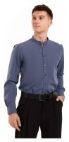 Антрацит темно-сіра сорочка для чоловіків з довгим рукавом з ґудзиками Pobedov Legend