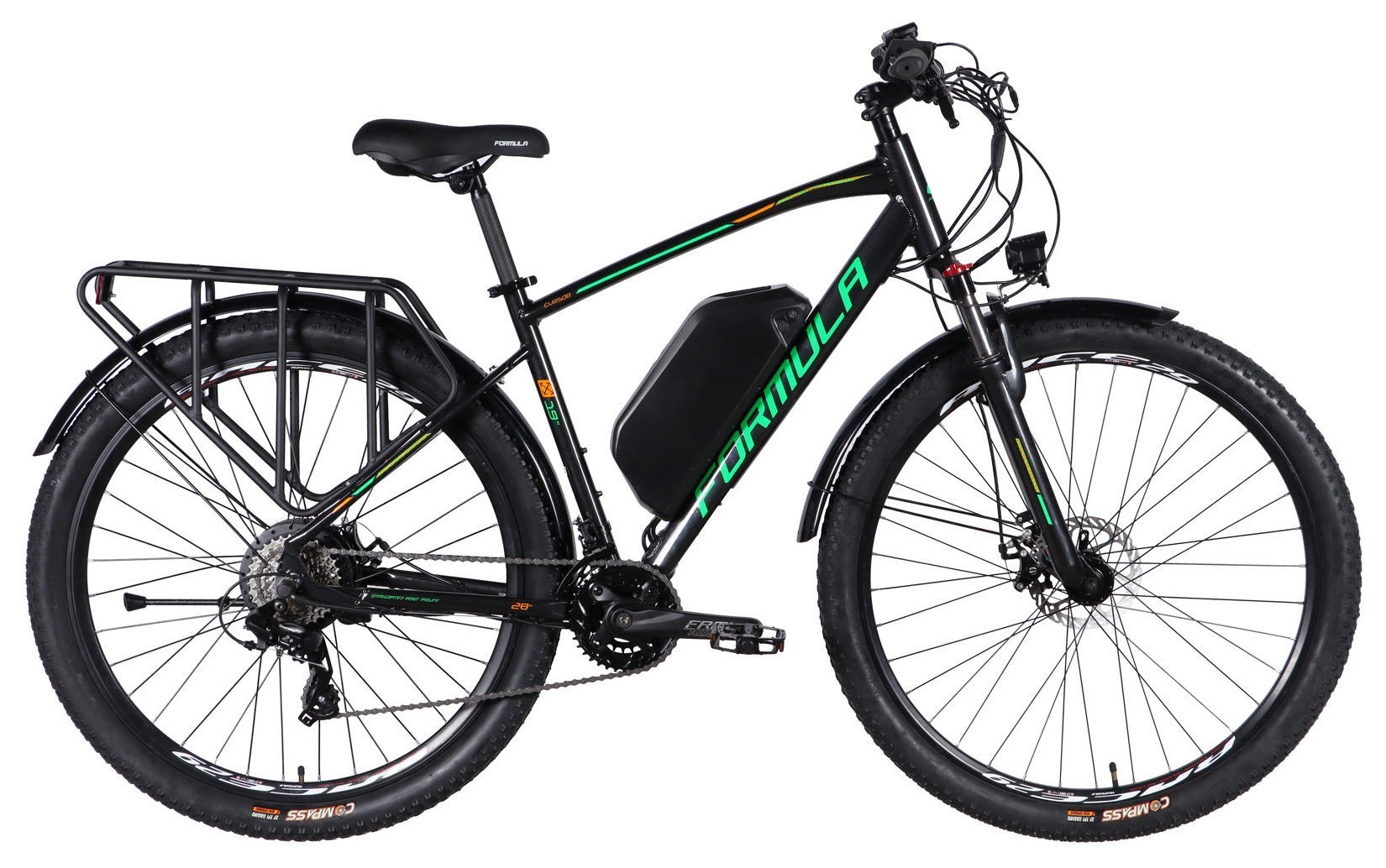 Велосипед с электроприводом 29" AL Formula eCURSOR MAN DD CS рама-19" 48B 17.5А*ч 500Вт черно-зеленый 2026, ELB-FR-29-244