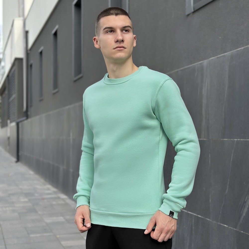 Свитшот мужской однотонный светлый ментол Pobedov 007 ЗИМА, POB_00000000658