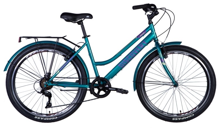 Велосипед ST 26" Discovery PRESTIGE WOMAN рама-" с багажником задн St с крылом St 2024 (сине-зеленый), OPS-DIS-26-610