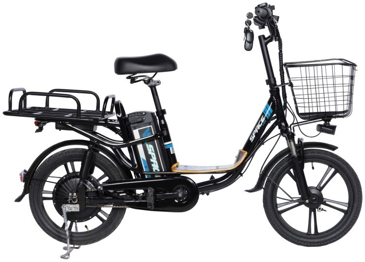 Велосипед з електроприводом 18" AL SPACE eELDORADO DD FR рама-15" 48B 15А*г 1000Вт чорно-синій 2026, ELB-SP-18-017