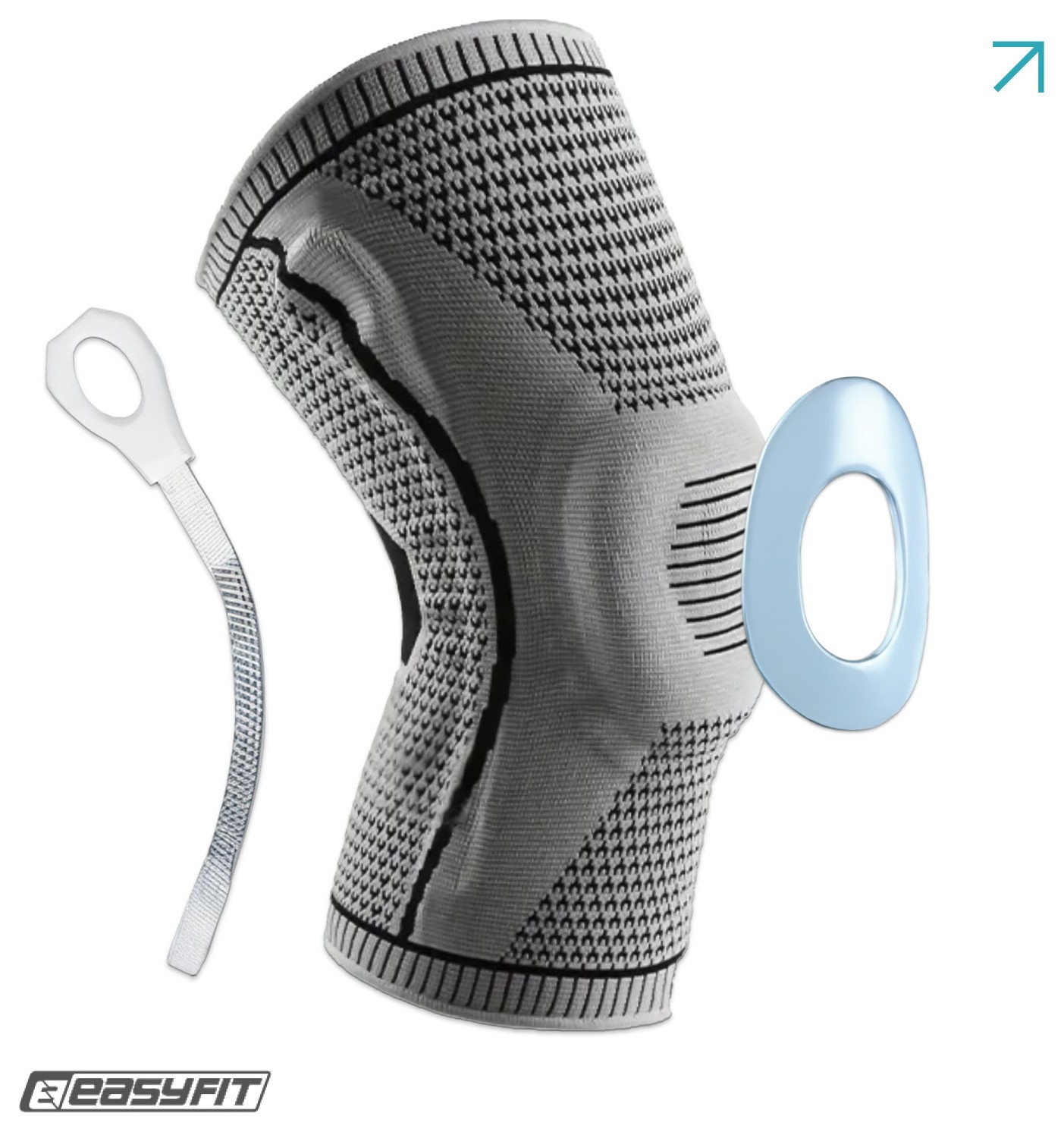 Бандаж (наколенник) ортопедический для коленного сустава с ребрами жесткости и силиконовой вставкой (серый). Размер M, EFIT_EF-0079-M