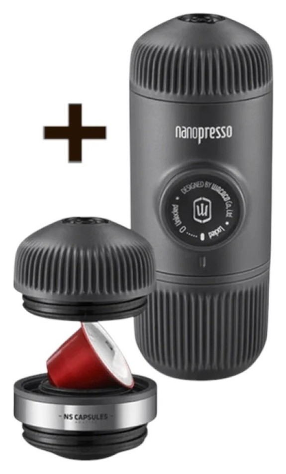 Портативная эспрессо-кофеварка Wacaco Nanopresso с адаптером для капсул, механическая, для молотого кофе, FNR_WNANONS