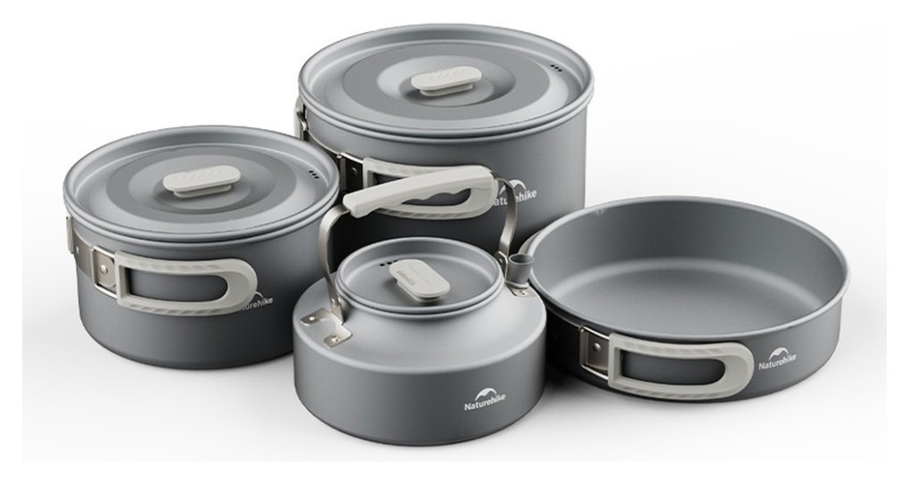 Набор посуды (2 кастрюли, чайник, сковорода) Naturehike CNK2450CF010, алюминий, FNR_6976507663281