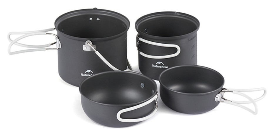 Набір посуду (2 каструлі, 2 кришки) Naturehike NH18T018-G, алюміній, FNR_6927595785515