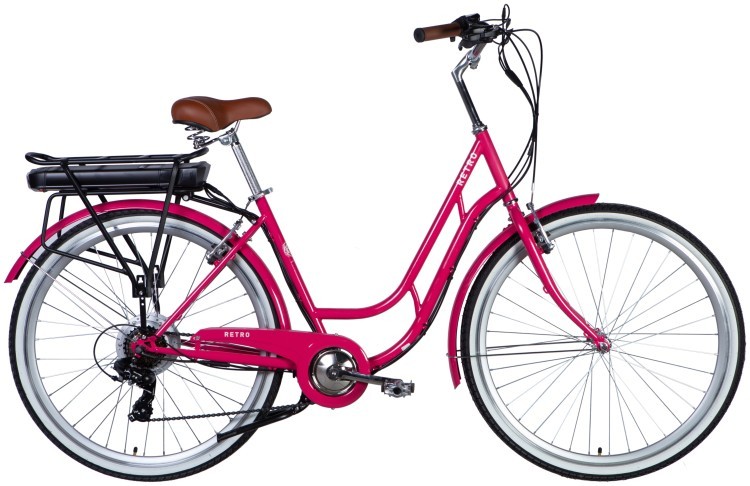 Велосипед с электроприводом 28" ST Dorozhnik RETRO DD FR рама-19" 36B 12.5А*ч 250Вт розовый YS 7452 2025, ELB-D-28-090