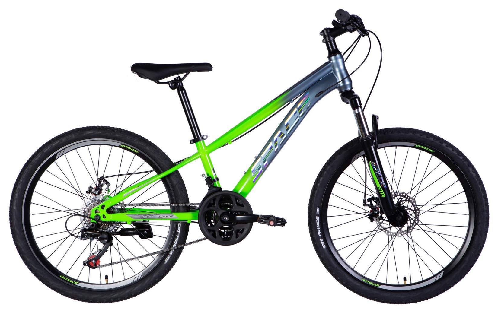 Велосипед ST 24" SPACE MARS DD FR рама-11" зелено-серебристый 2026, OPS-SP-24-057