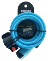 Замок тросовий на ключі BRAVVOS LOC-065-110 1500мм *12мм блакитний AM (брендоване пакування)