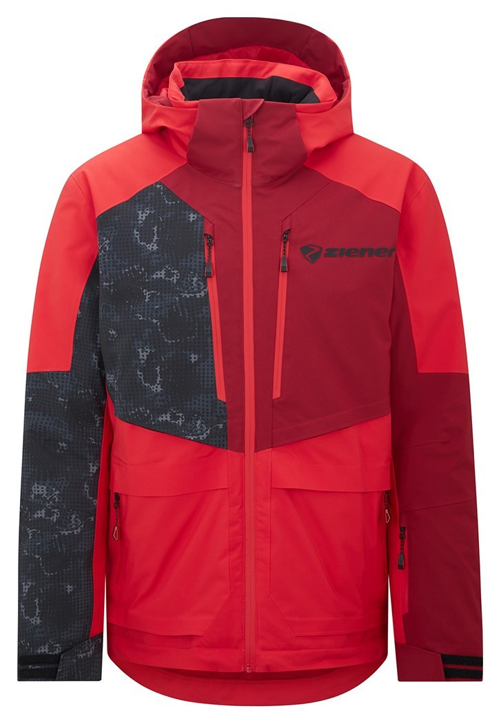 Ziener куртка лижна Trivor 2026 red-black foggy print 50, 137017-888428-50