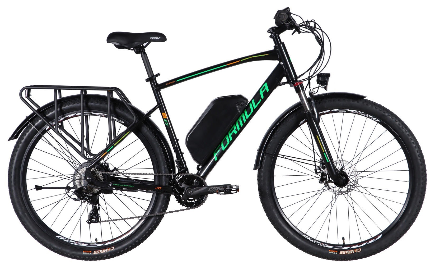 Велосипед с электроприводом 29" AL Formula eCURSOR MAN DD CS рама-21" 48B 17.5А*ч 500Вт черно-зеленый 2026, ELB-FR-29-248