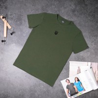 Футболка чоловіча однотонна хакі Pobedov Peremoga - Герб чорна вишивка