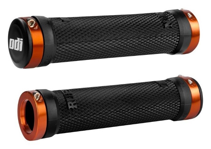 Грипсы ODI Ruffian MTB Lock-On Bonus Pack Black w/Orange Clamps (черные с оранжевыми замками), OBOD_D30RFB-O