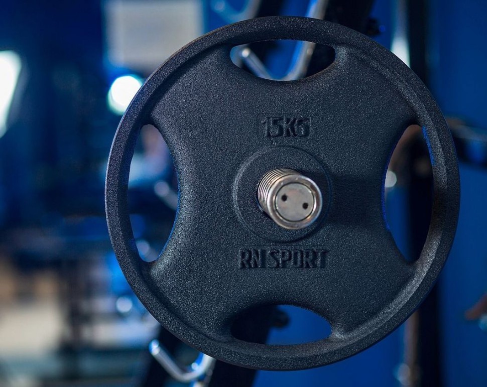 Млинець RN-Sport 15 кг Ø51 мм для штанги з Quatro хватом. Чорний, RNS_RN_quatro 15-51