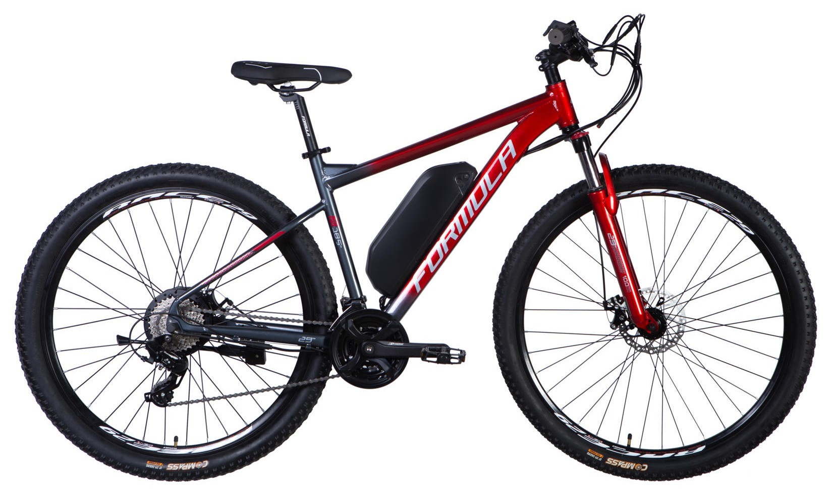 Велосипед с электроприводом 29" AL Formula eF-1 DD CS рама-18,5" 48B 12.5А*ч 500Вт красно-серебристый 2026, ELB-FR-29-249