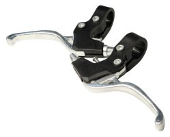 Ручки гальмівні Алюмiнiй + пластик під 2 пальці . PJ-65PA чорний зі сріблястим