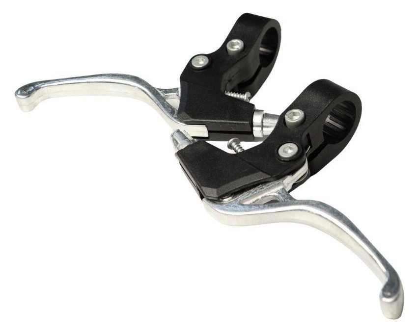 Ручки гальмівні Алюмiнiй + пластик під 2 пальці . PJ-65PA чорний зі сріблястим, BRL-079