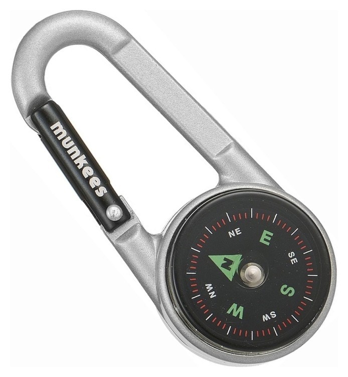 Munkees 3135 карабин Compass with Thermometer silver, 3135-SV