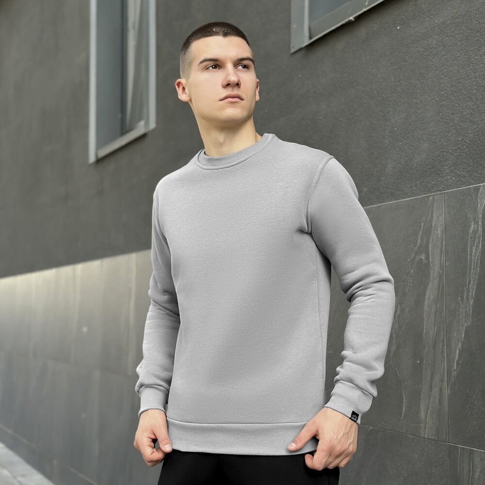 Світшот чоловічий однотонний сталевий Pobedov 007 ЗИМА, POB_00000005729